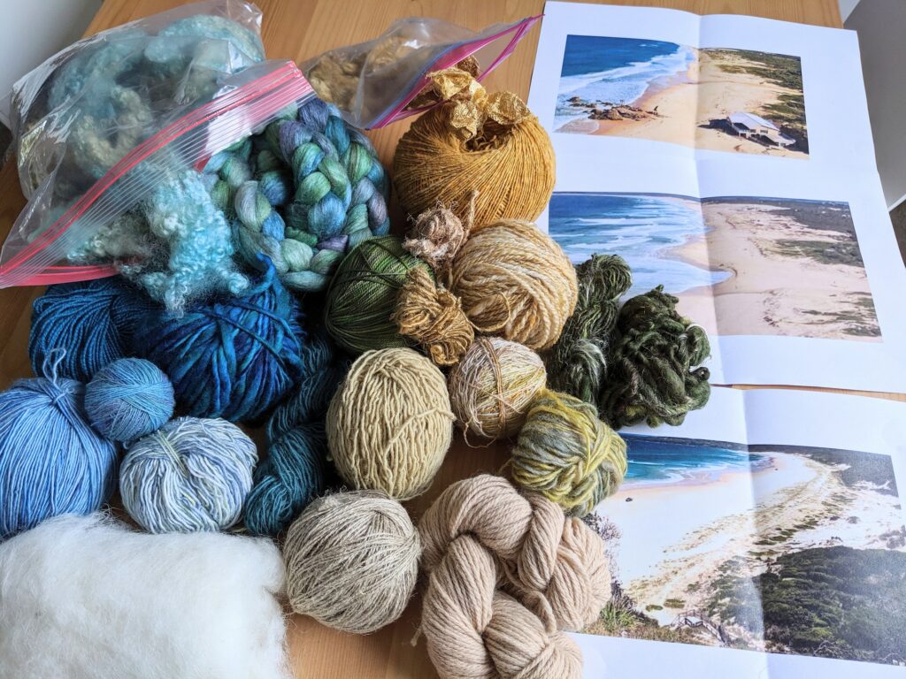 sketch and yarn selection for custom tapestry artwork
